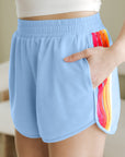 Colorblock Stripe Elastic Waist Shorts
