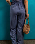 Luna Belted Frilly Waist Wide Leg Loose Pants
