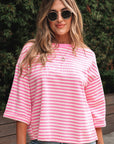 Stripe Bow Back Cutout Tee