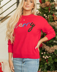Reagan Tinsel Merry Letter Sweater