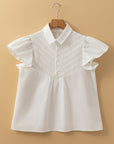 Noor Half Button Lace Flutter Sleeve Blouse