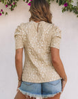 Alma Floral Lace Ruched Bubble Sleeve Top