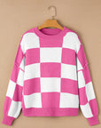 Checker Bishop Sleeve Sweater