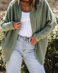 Waffle Knit Open Front Cardigan