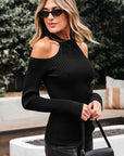Bailey Ribbed Knit Cold Shoulder Sweater