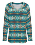 Baha Ranch Teal Aztec Long Sleeve Top