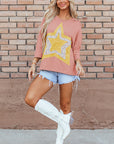Naomi Floral Starbust Exposed Seam Mineral Wash Top
