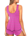 Hot PInk Lightning Bolt Tankini Boy Shorts Swim Set