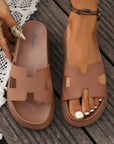 Henley Cutout Design Open Toe Platform Slippers