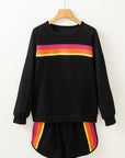 Colorblock Stripe Pullover and Shorts Set