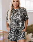 Magdalena CheetahCasual Tee and Shorts Lounge Set