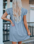 Ellis Flutter Sleeve Ruched Denim Casual Dress