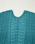 Solid Hollow Knit Open-Front Cardigan