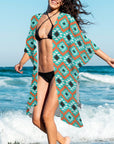 Turquoise Aztec Duster Kimono Coverup