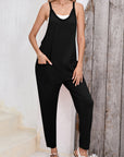 Solid Sleeveless V-Neck Harem Jumpsuit