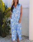Stella Floral Half Button Wide Leg Jumpsuit