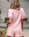 Nova Puff Sleeve Pearl Embellished Scallop Set