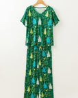 Christmas Tree V-Neck Tee and Pants Lounge Set