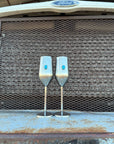 Kingman Turquoise Wedding Flutes - Genuine Turquoise Champagne Glasses (Ready to Ship)