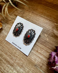 Red Stud Earrings Concho earrings – Sterling Silver
