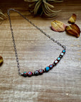 Paperclip Chain Necklace – 4mm Sterling Silver Pearls & Pink-Blue Sea Sediment – 16.5"