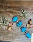 Massive Lariat Necklace – Kingman Turquoise – 19.5 Inch Sterling Silver Paperclip Chain – 8 Inch Drop – Native Made by T. Nez Sr.
