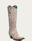 A3789 - WOMEN'S GENUINE FULL PYTHON TALL TOP SNIP TOE COWBOY BOOT