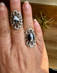 White Buffalo Flower Ring – Native Made Sterling Silver (Sizes 6.5 & 7.5)
