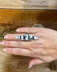 Long Ring - Size 8 1/2 - White Buffalo Ring & sterling silver