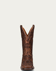 A4173 - MEN'S ALLIGATOR INLAY AND EMBROIDERY WIDE SQUARE TOE BROWN COWBOY BOOT
