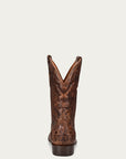 A4173 - MEN'S ALLIGATOR INLAY AND EMBROIDERY WIDE SQUARE TOE BROWN COWBOY BOOT