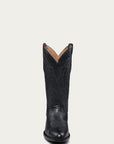A4541 - MEN'S EMBROIDERY BLACK COWHIDE J TOE COWBOY BOOT