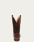 A4555 - MEN'S BARBED WIRE SHEDRON LAMB WOVEN SQUARE TOE OSTRICH COWBOY BOOT
