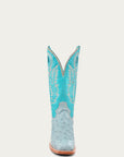 A4563 - WOMEN'S EMBROIDERY AND CUT OUT BLUE OSTRICH SQUARE TOE COWBOY BOOT