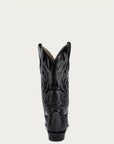 A4643 - MEN'S BLACK PYTHON EMBROIDERY SNIP TOE COWBOY BOOT