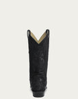 A4663 - MEN'S EMBROIDERY WITH WOVEN DETAIL AND OVERLAY FULL BLACK SNIP TOE COWBOY BOOT