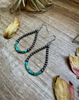 Teardrop Earrings – Sterling Silver Pearl & Blue Turquoise Heishi