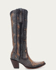A4715 - WOMEN'S GENUINE FULL PYTHON SADDLE/ BLUE TALL TOP SNIP TOE COWBOY BOOT