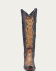 A4715 - WOMEN'S GENUINE FULL PYTHON SADDLE/ BLUE TALL TOP SNIP TOE COWBOY BOOT