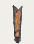 A4715 - WOMEN'S GENUINE FULL PYTHON SADDLE/ BLUE TALL TOP SNIP TOE COWBOY BOOT
