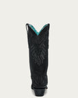 A4729 - WOMEN'S OVERLAY EMBROIDERY AND STUDS BLACK SNIP TOE COWBOY BOOTS