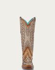 A4740 - WOMEN'S EMBROIDERY OVERLAY AND STUDS WING TIP SAND SNIP TOE COWBOY BOOT