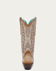 A4740 - WOMEN'S EMBROIDERY OVERLAY AND STUDS WING TIP SAND SNIP TOE COWBOY BOOT