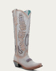 A4755 - WOMEN'S WOVEN TALL TOP WHITE SNIP TOE COWBOY BOOT