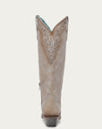 A4768 - WOMEN'S FEATHER EMBROIDERY WITH CRACKLED OVERLAY AND STUDS SAND SNIP TOE COWBOY BOOT