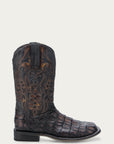 A4774 - MEN'S CAIMAN EMBROIDERY AND OVERLAY CHOCOLATE WIDE SQUARE TOE COWBOY BOOT