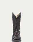 A4774 - MEN'S CAIMAN EMBROIDERY AND OVERLAY CHOCOLATE WIDE SQUARE TOE COWBOY BOOT
