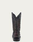 A4774 - MEN'S CAIMAN EMBROIDERY AND OVERLAY CHOCOLATE WIDE SQUARE TOE COWBOY BOOT