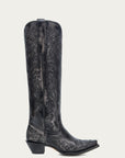 A4788 - WOMEN'S FLORAL EMBROIDERY BLACK SNIP TOE TALL TOP COWBOY BOOT