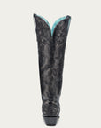A4788 - WOMEN'S FLORAL EMBROIDERY BLACK SNIP TOE TALL TOP COWBOY BOOT